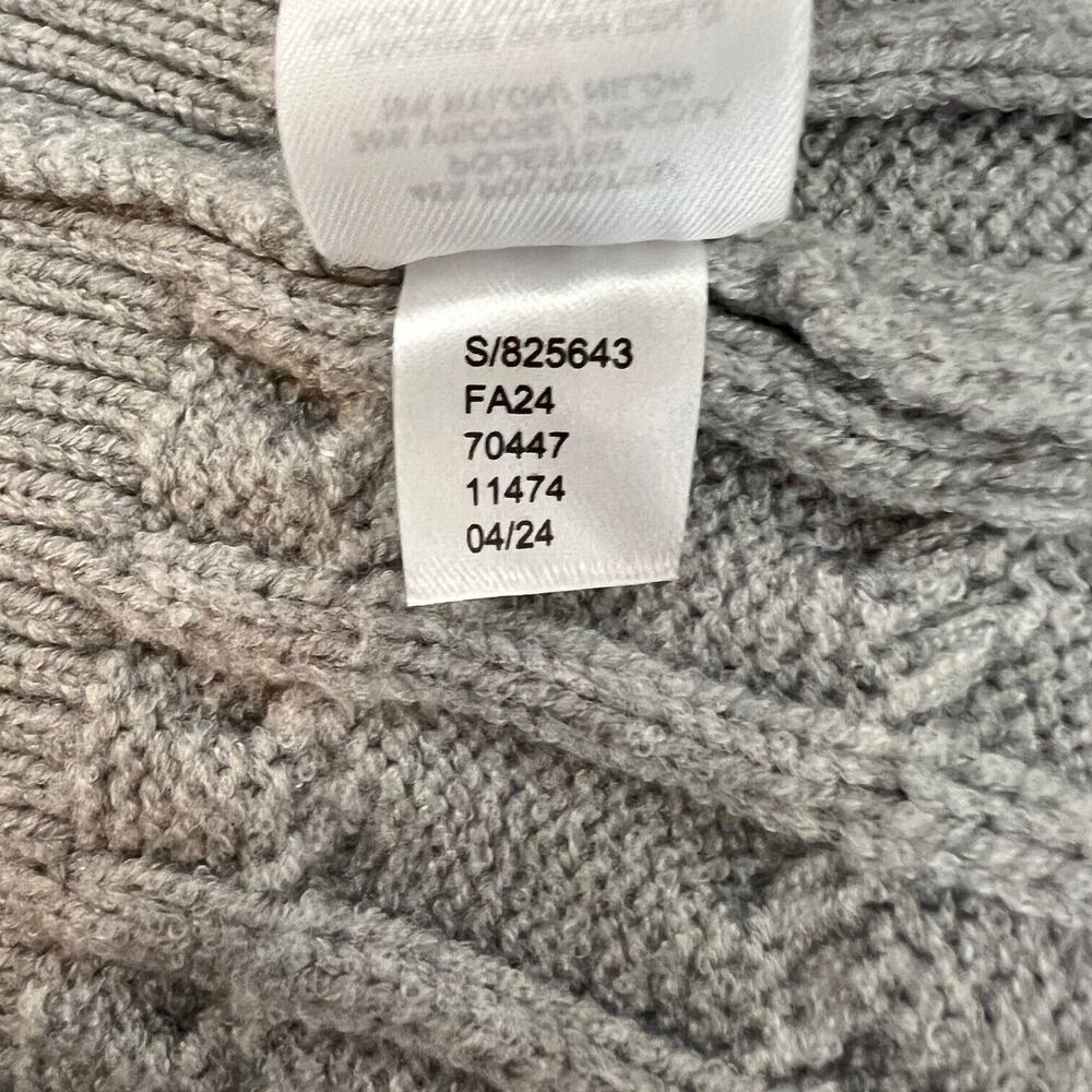Ann Taylor Womens Cable Contrast Trim Boyfriend Cardigan Size XL Gray White - Picture 9 of 9
